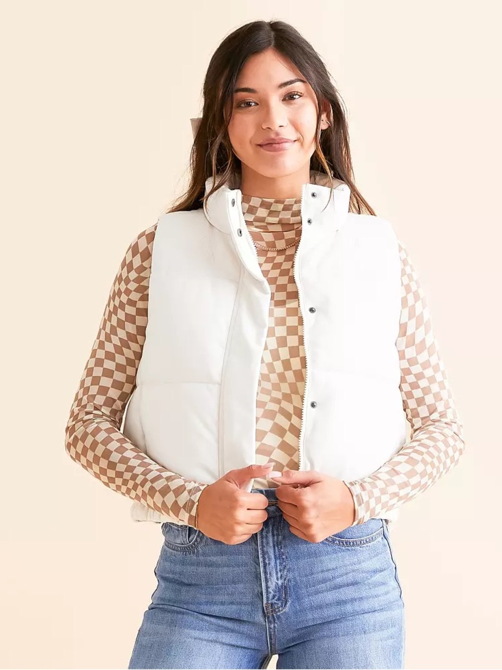 White puffer vest from Buckle